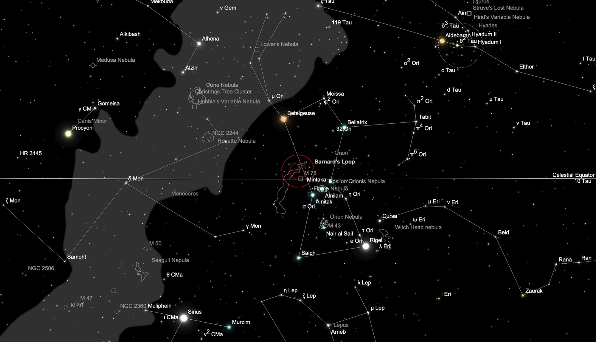 Auffindkarte Barnard's Loop (Sh 2-276)