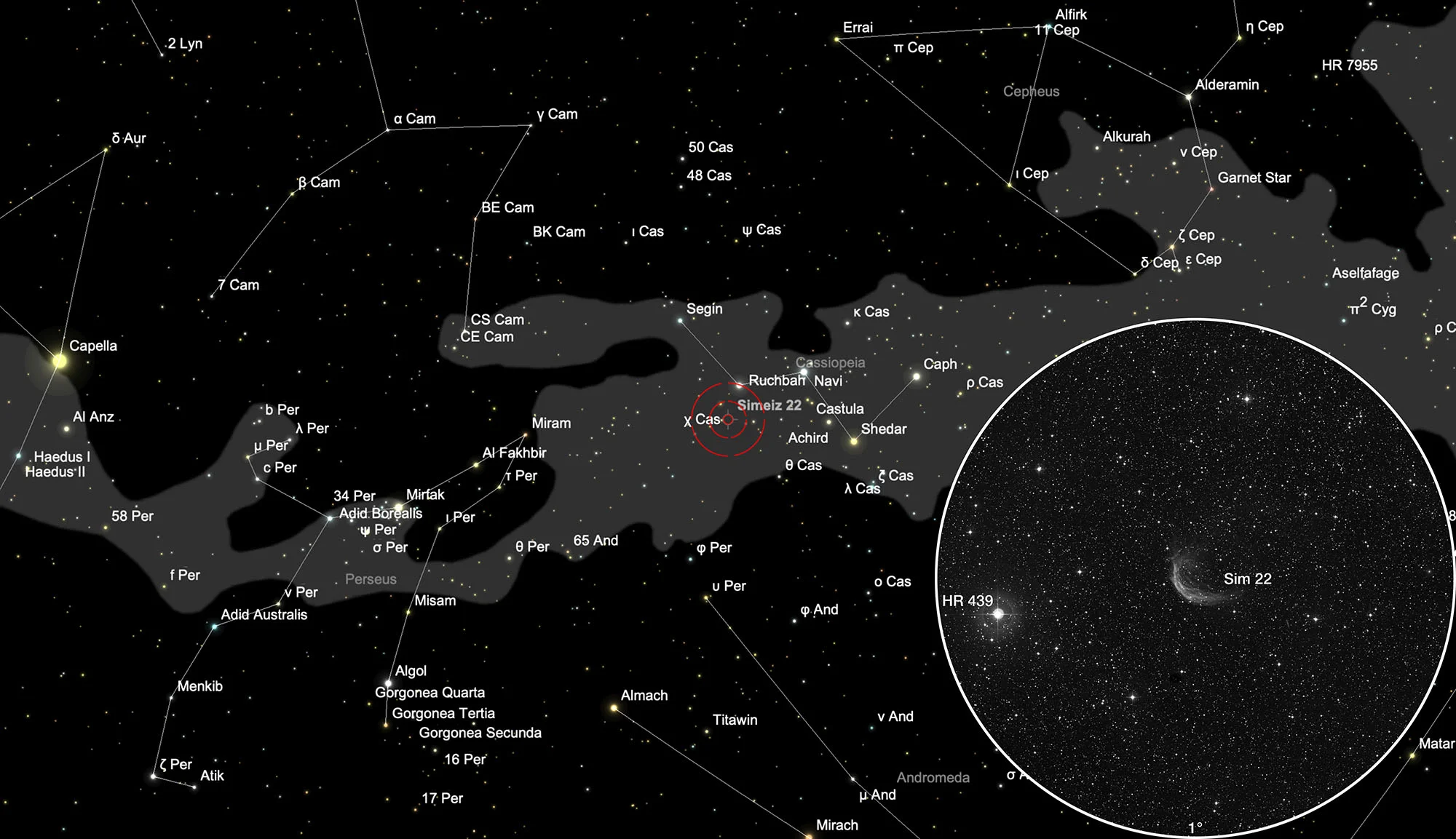 Chart Planetary Nebula Simeis 22