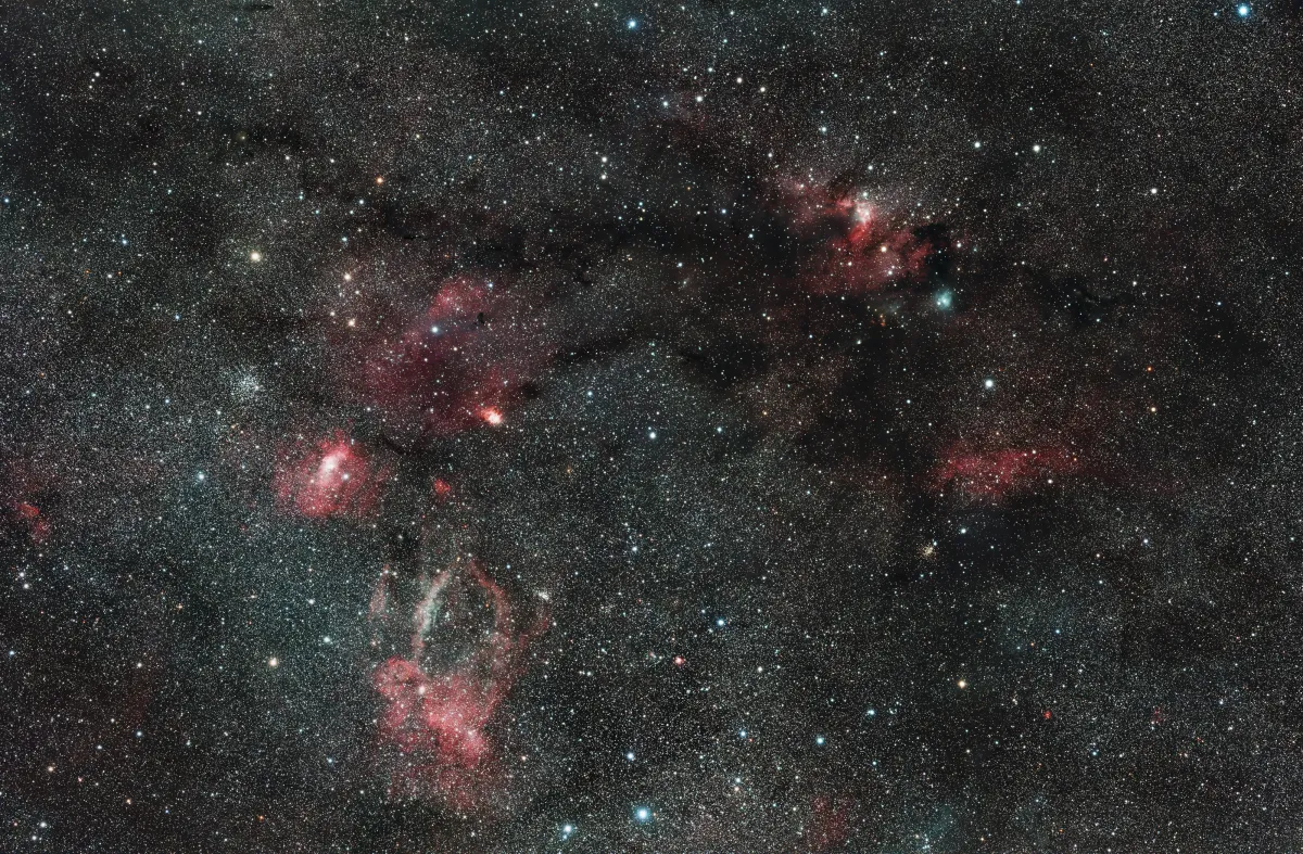 M 52, NGC 7635, Sh 2-155, Sh 2-157